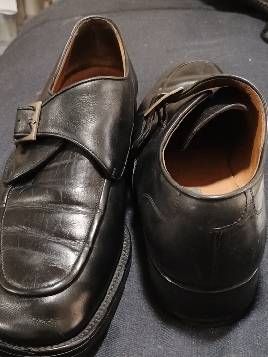 Men\'s Black Leather Monk Strap Dress Shoes (255) 9.5 D main image 4